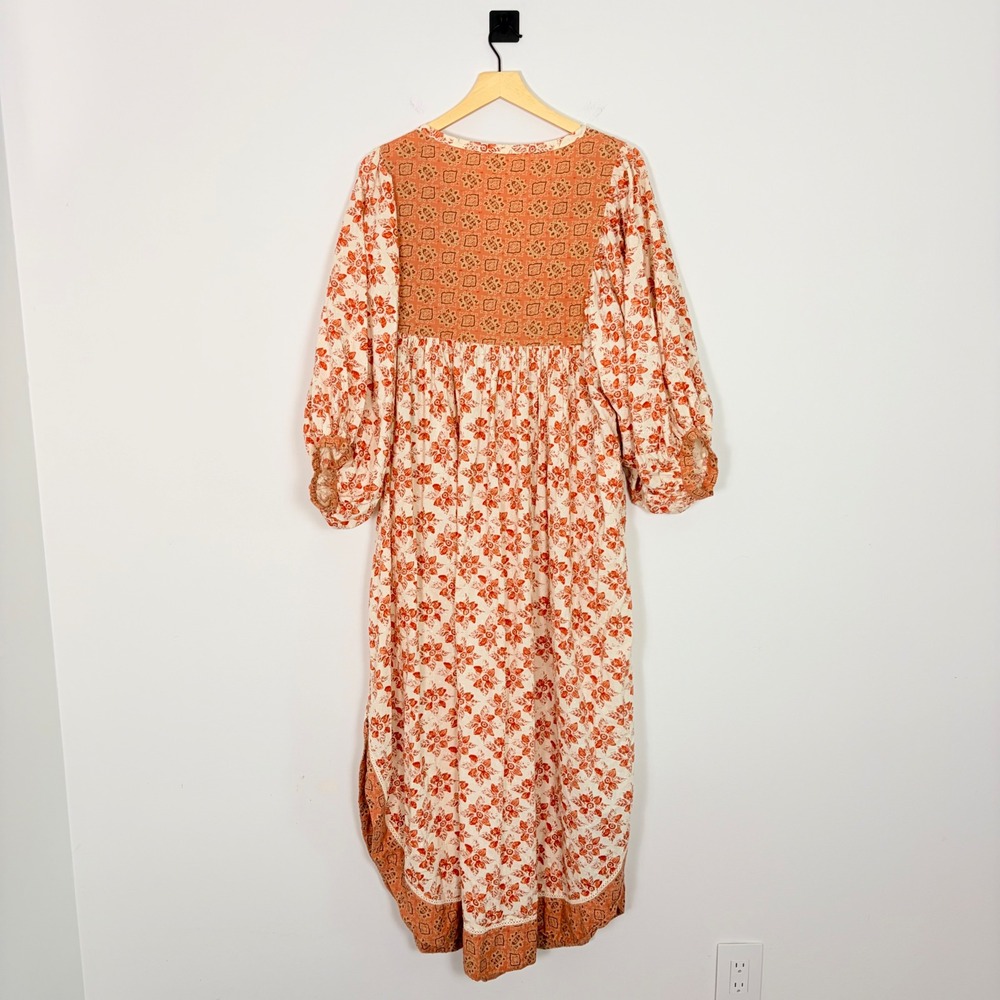 Free People Hazy Maisy Floral Maxi Dress Orange Pink Small Boho Cottaecore - Picture 7 of 9